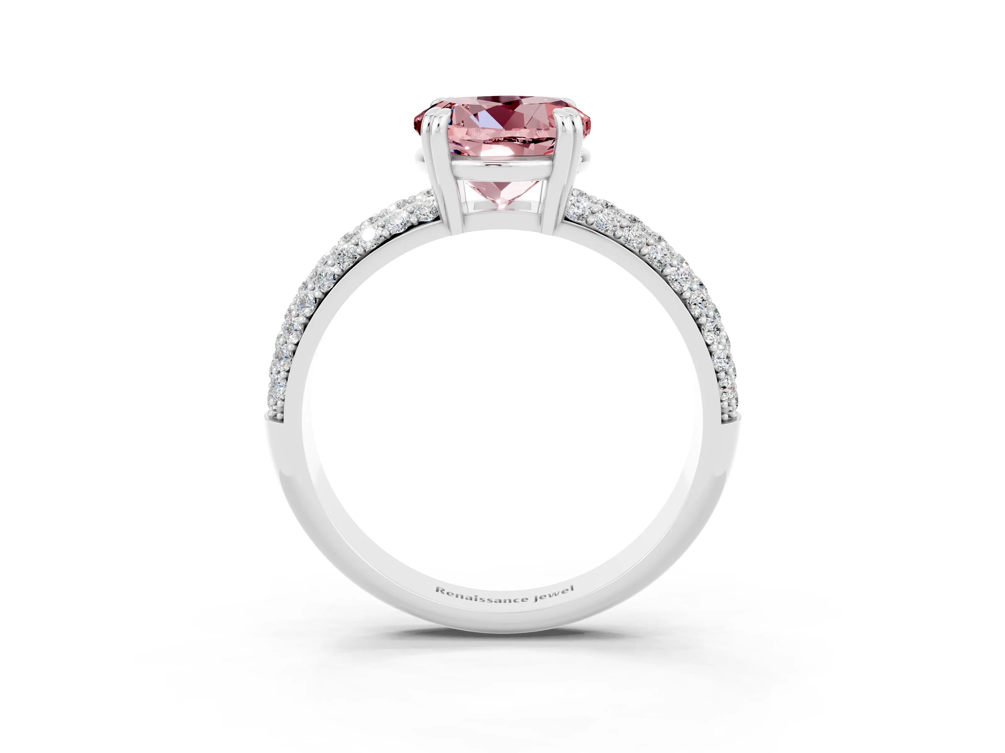 White gold Round Cut Cut Diamond Milgrain Marquise Band with Prong Setting_3