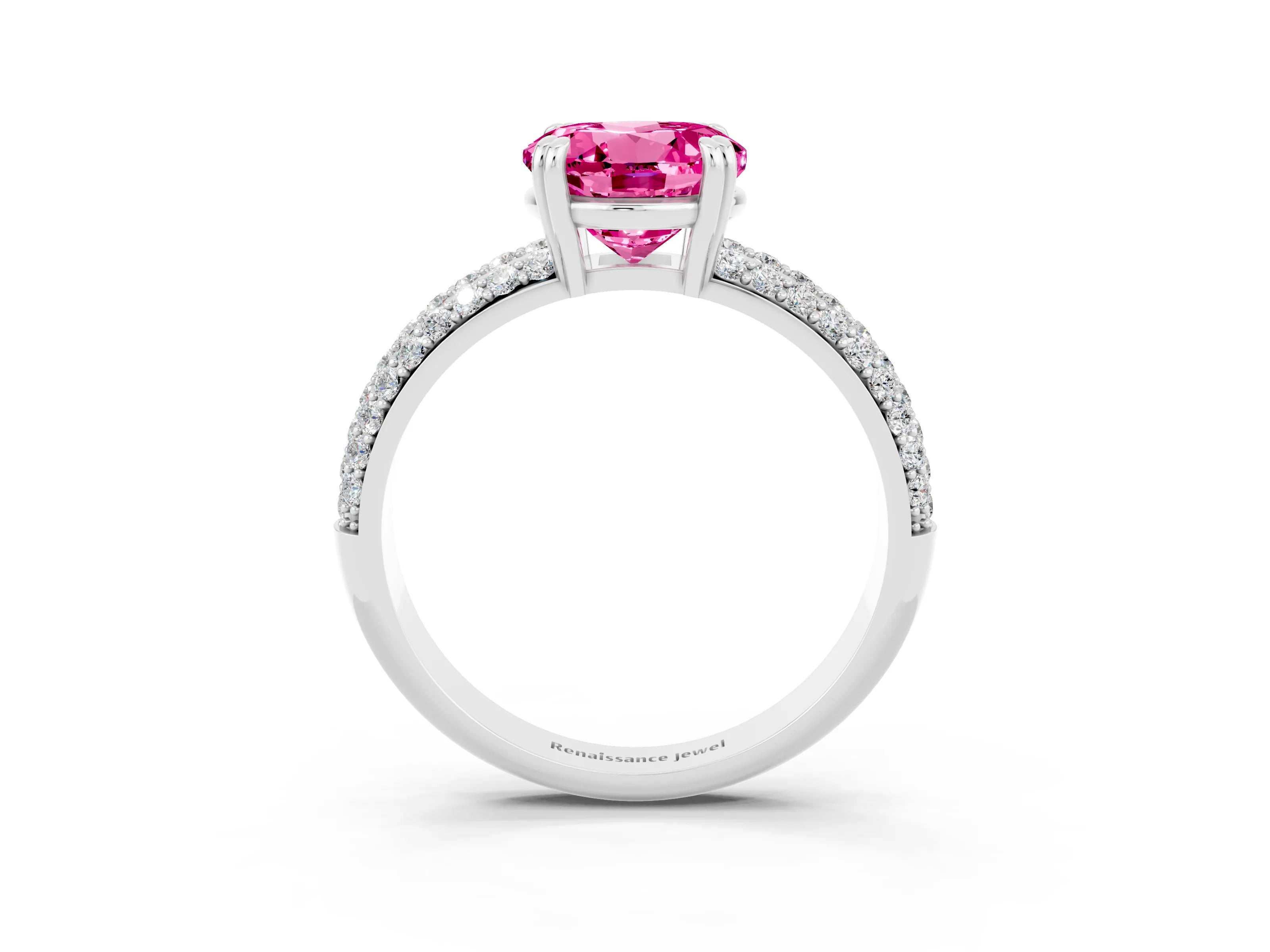 White gold Round Cut Cut Diamond Milgrain Marquise Band with Prong Setting_3