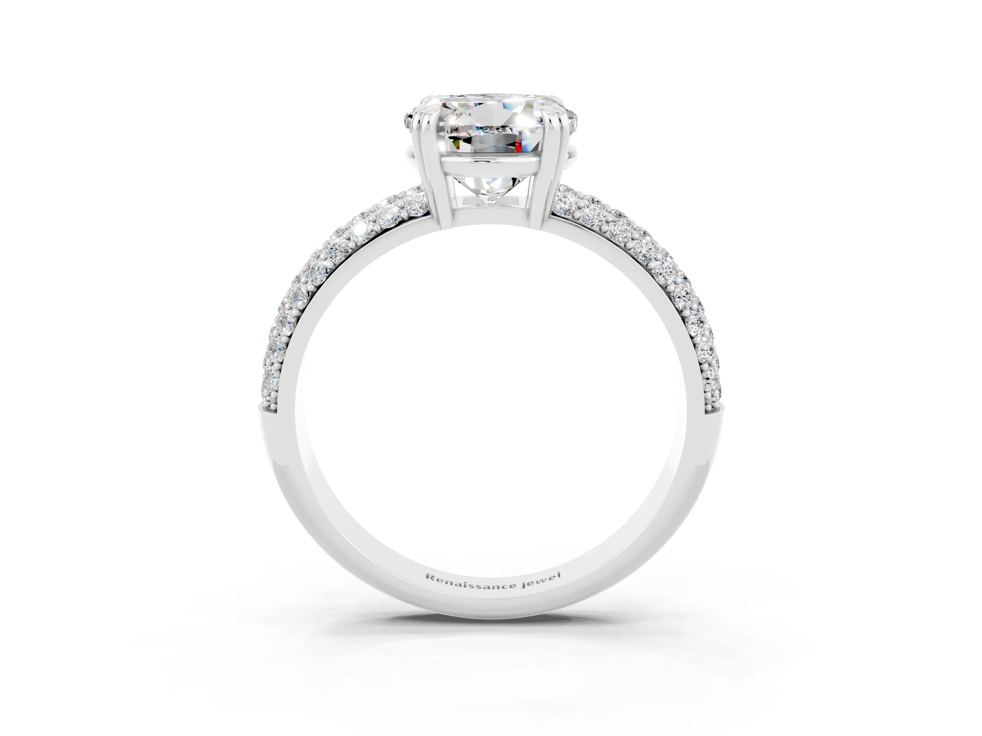 White gold Round Cut Cut Diamond Milgrain Marquise Band with Prong Setting_3