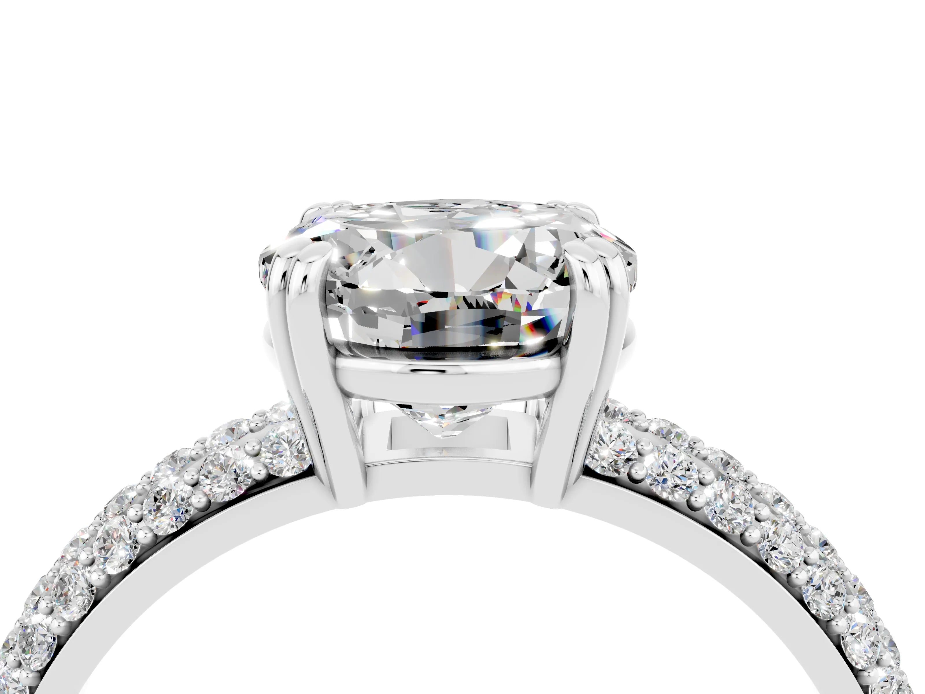 White gold Round Cut Cut Diamond Milgrain Marquise Band with Prong Setting_4