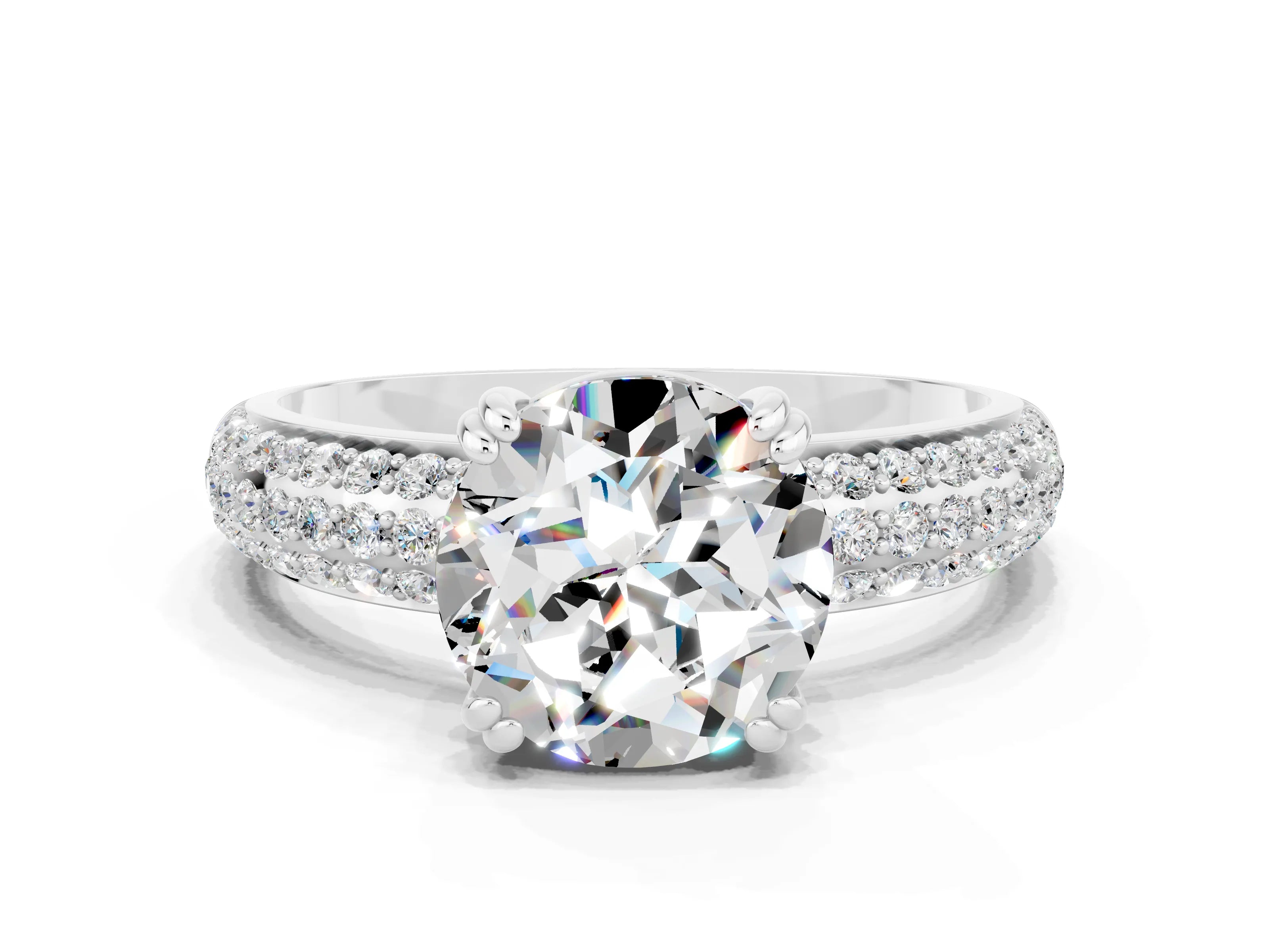 White gold Round Cut Cut Diamond Milgrain Marquise Band with Prong Setting