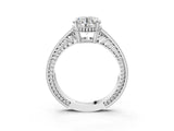 White gold Round Cut Cut Diamond Milgrain Pave Band Four-Prong Setting Ring_10