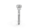 White gold Round Cut Cut Diamond Milgrain Pave Band Four-Prong Setting Ring_9