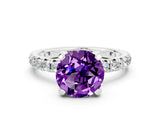 White gold Round Cut Cut Diamond Pavé Band with Four-Prong Setting