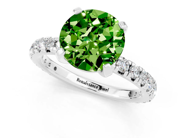 Platinum Round Cut Cut Diamond Pavé Band with Four-Prong Setting