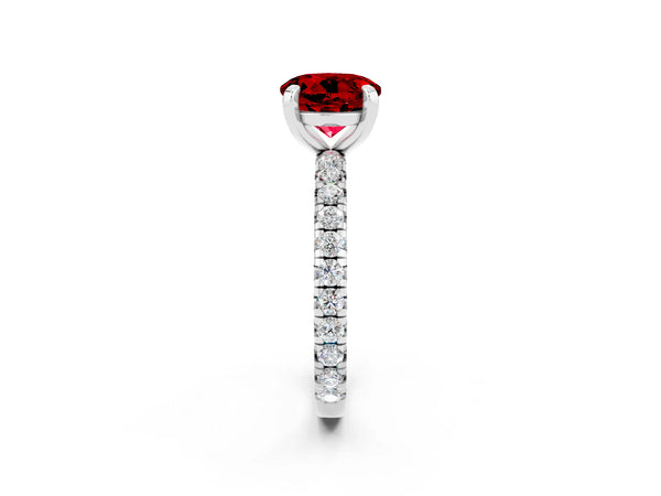 Platinum Round Cut Cut Diamond Pavé Band with Four-Prong Setting
