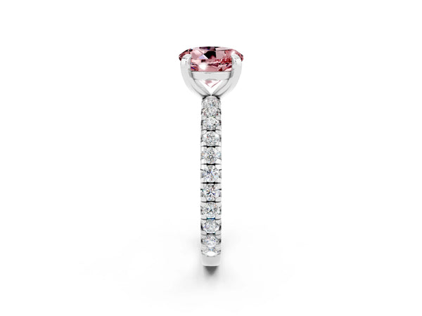 White gold Round Cut Cut Diamond Pavé Band with Four-Prong Setting