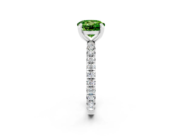 Platinum Round Cut Cut Diamond Pavé Band with Four-Prong Setting