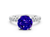 White gold Round Cut Cut Diamond Pavé Band with Four-Prong Setting