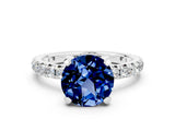 White gold Round Cut Cut Diamond Pavé Band with Four-Prong Setting