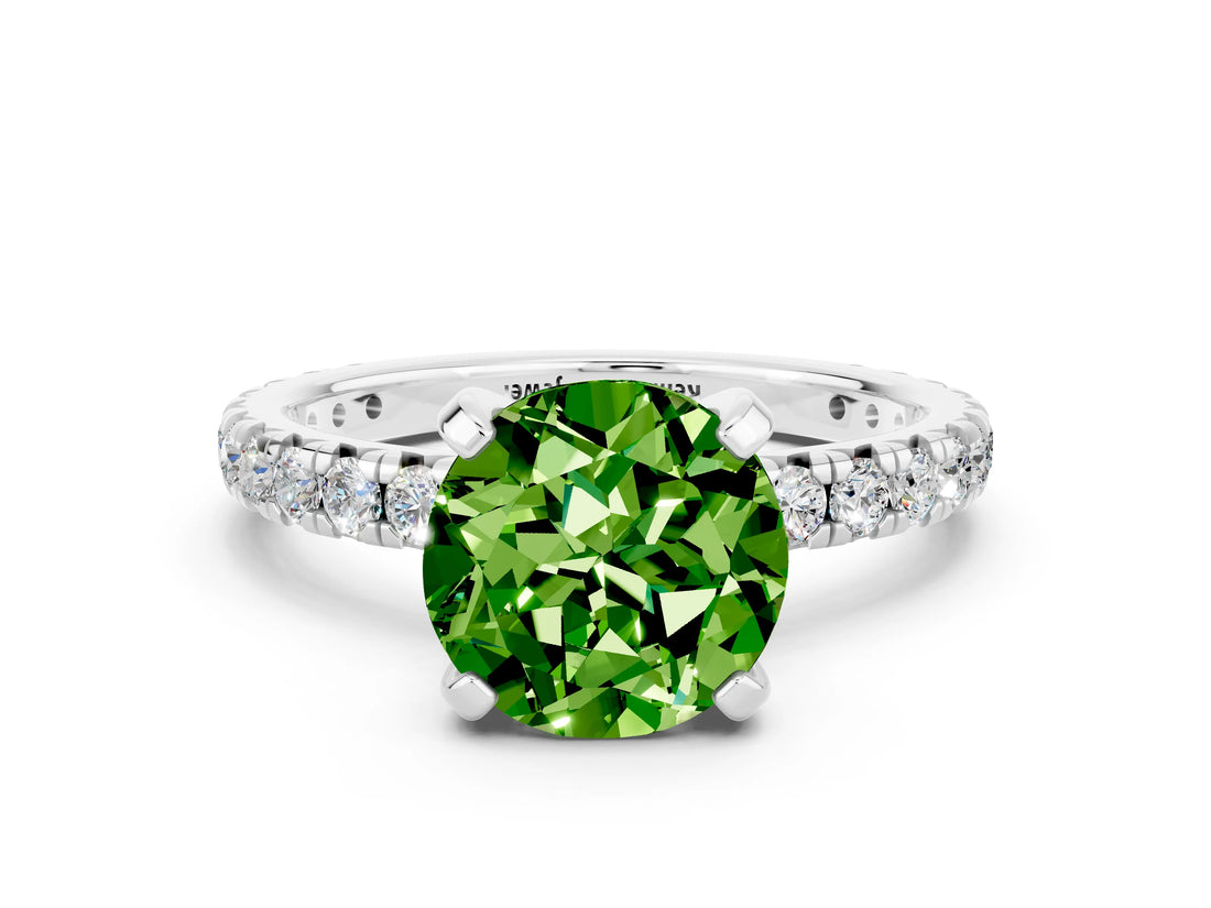 White gold Round Cut Cut Diamond Pavé Band with Four-Prong Setting