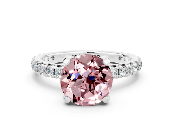 White gold Round Cut Cut Diamond Pavé Band with Four-Prong Setting