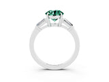 White gold Round Cut Cut Diamond Ring with Tapered Baguette Side Stones in Four-Prong Setting_3