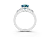 White gold Round Cut Cut Diamond Ring with Tapered Baguette Side Stones in Four-Prong Setting_3