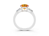White gold Round Cut Cut Diamond Ring with Tapered Baguette Side Stones in Four-Prong Setting_3