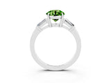 White gold Round Cut Cut Diamond Ring with Tapered Baguette Side Stones in Four-Prong Setting_3