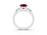 White gold Round Cut Cut Diamond Ring with Tapered Baguette Side Stones in Four-Prong Setting_3