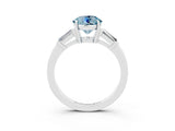 White gold Round Cut Cut Diamond Ring with Tapered Baguette Side Stones in Four-Prong Setting_3