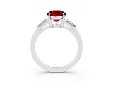 White gold Round Cut Cut Diamond Ring with Tapered Baguette Side Stones in Four-Prong Setting_3