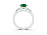 White gold Round Cut Cut Diamond Ring with Tapered Baguette Side Stones in Four-Prong Setting_3