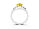 White gold Round Cut Cut Diamond Ring with Tapered Baguette Side Stones in Four-Prong Setting_3