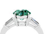 White gold Round Cut Cut Diamond Ring with Tapered Baguette Side Stones in Four-Prong Setting_4