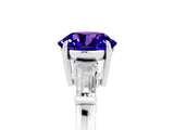 White gold Round Cut Cut Diamond Ring with Tapered Baguette Side Stones in Four-Prong Setting_5