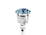 White gold Round Cut Cut Diamond Ring with Tapered Baguette Side Stones in Four-Prong Setting_5