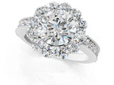 White gold Round Cut Cut Halo Diamond Pavé Engagement Ring with Milgrain Detailing_142