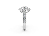 White gold Round Cut Cut Halo Diamond Pavé Engagement Ring with Milgrain Detailing_143