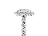 White gold Round Cut Cut Halo Pavé Solitaire Ring with Milgrain Band_12