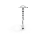 White gold Round Cut Cut Halo Pavé Solitaire Ring with Milgrain Band_9