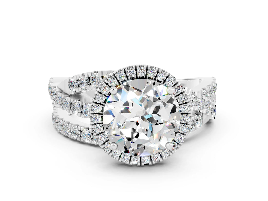 White gold Round Cut Cut Halo Split Shank Prong Setting Ring_12