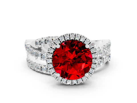 White gold Round Cut Cut Halo Split Shank Prong Setting Ring_12