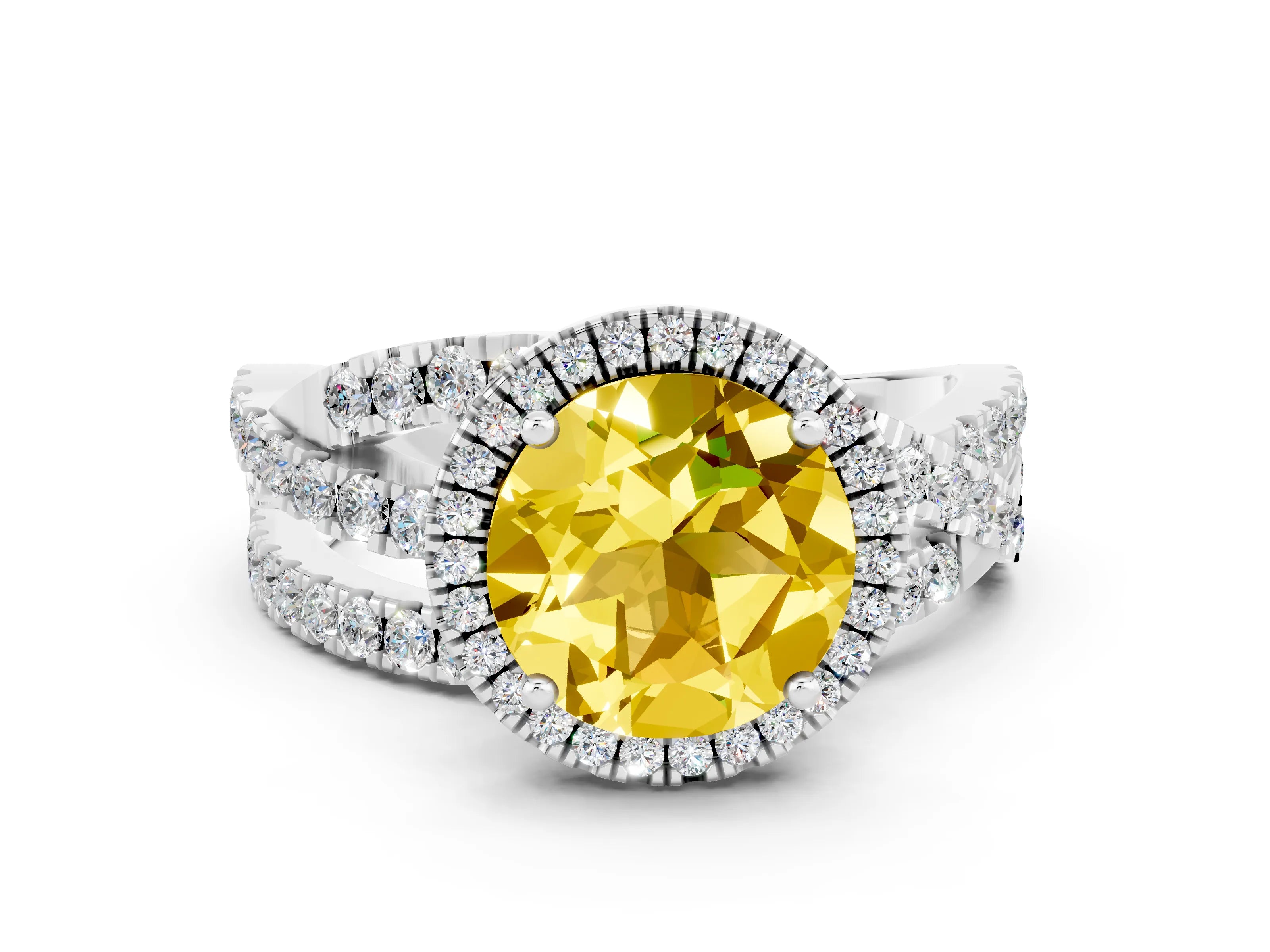 White gold Round Cut Cut Halo Split Shank Prong Setting Ring_12