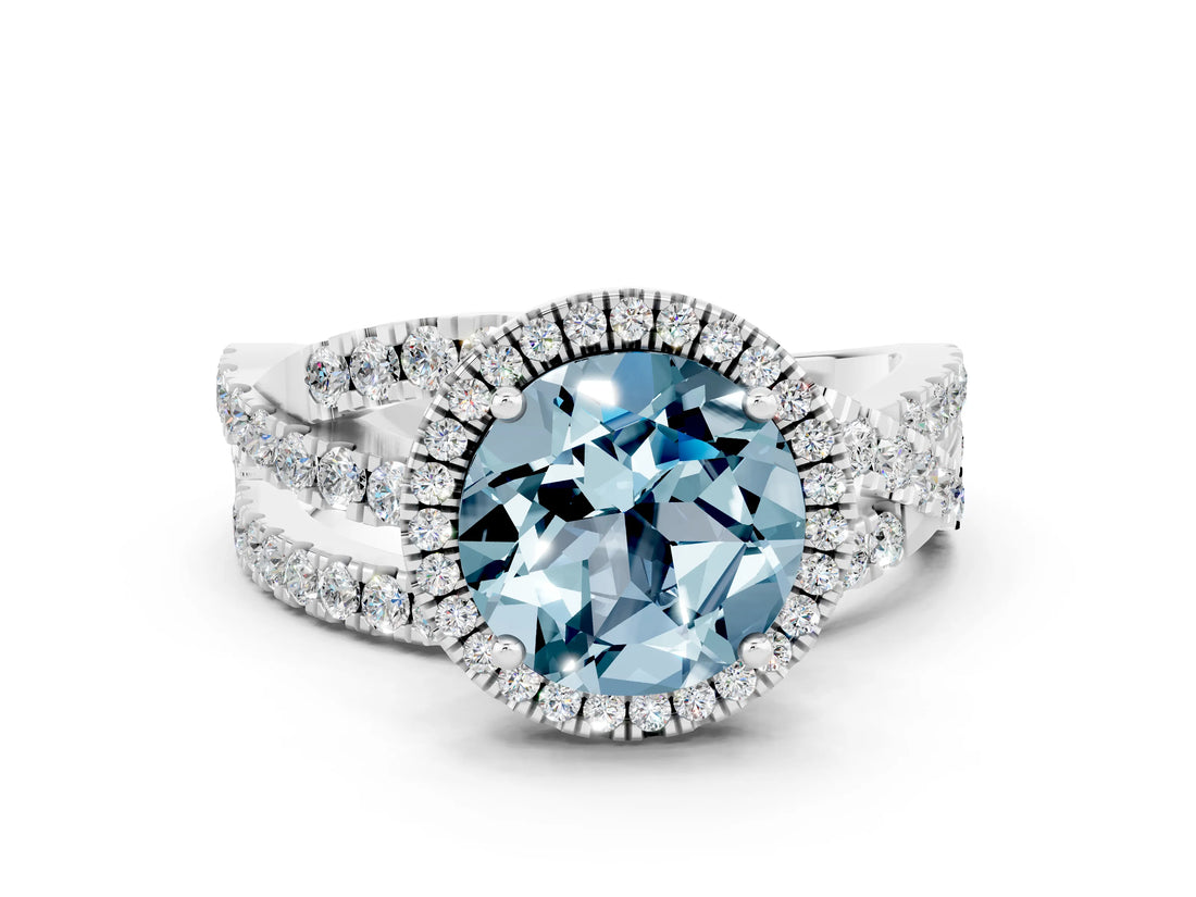 White gold Round Cut Cut Halo Split Shank Prong Setting Ring_12