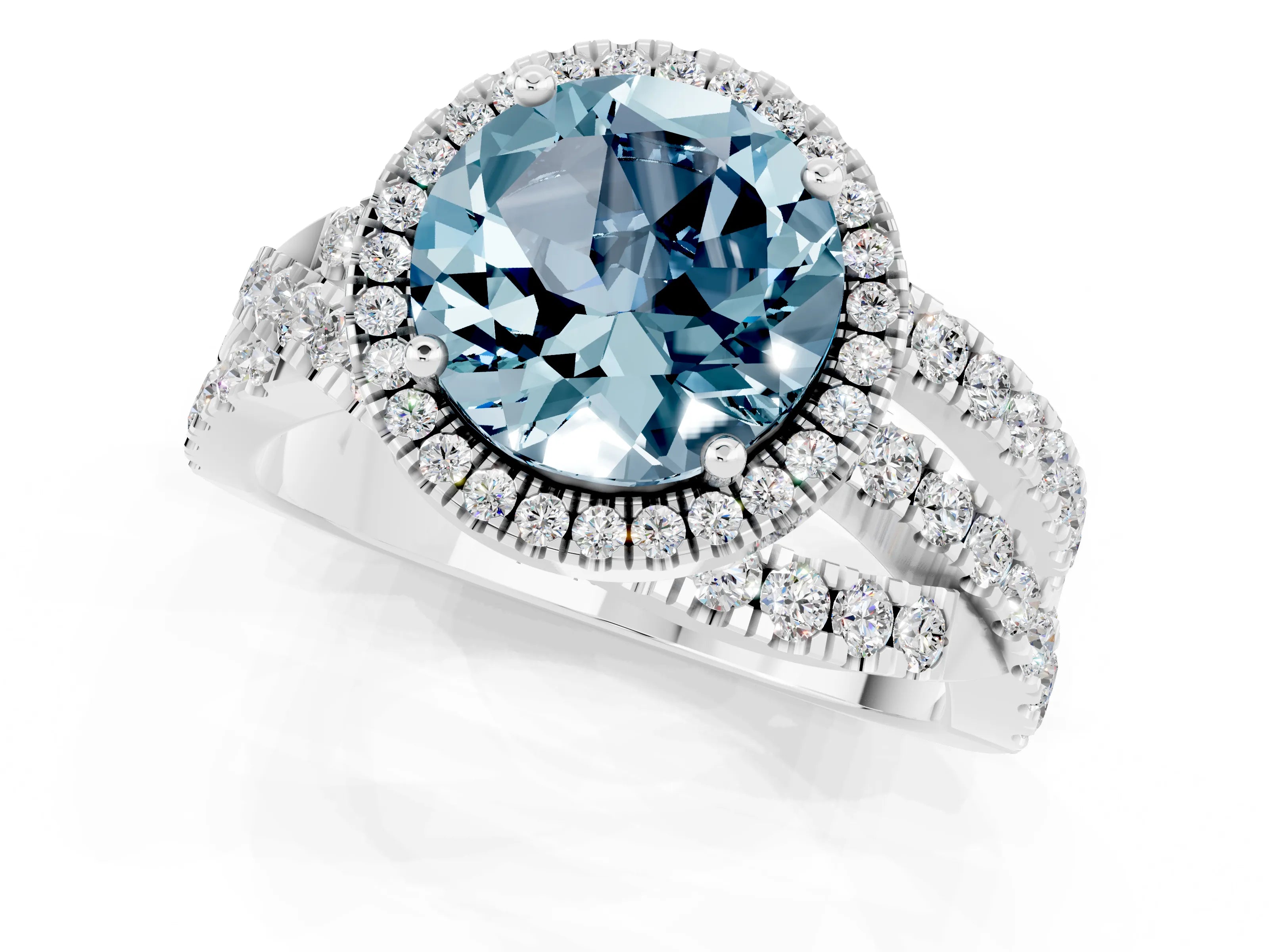 White gold Round Cut Cut Halo Split Shank Prong Setting Ring_13