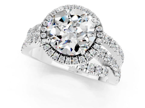 White gold Round Cut Cut Halo Split Shank Prong Setting Ring_13