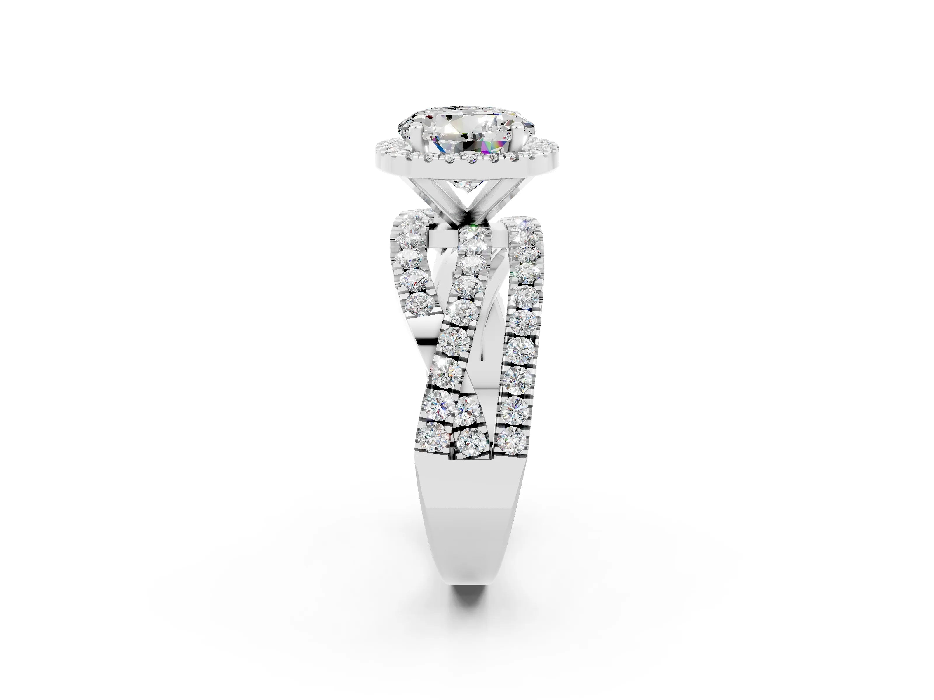 White gold Round Cut Cut Halo Split Shank Prong Setting Ring_14