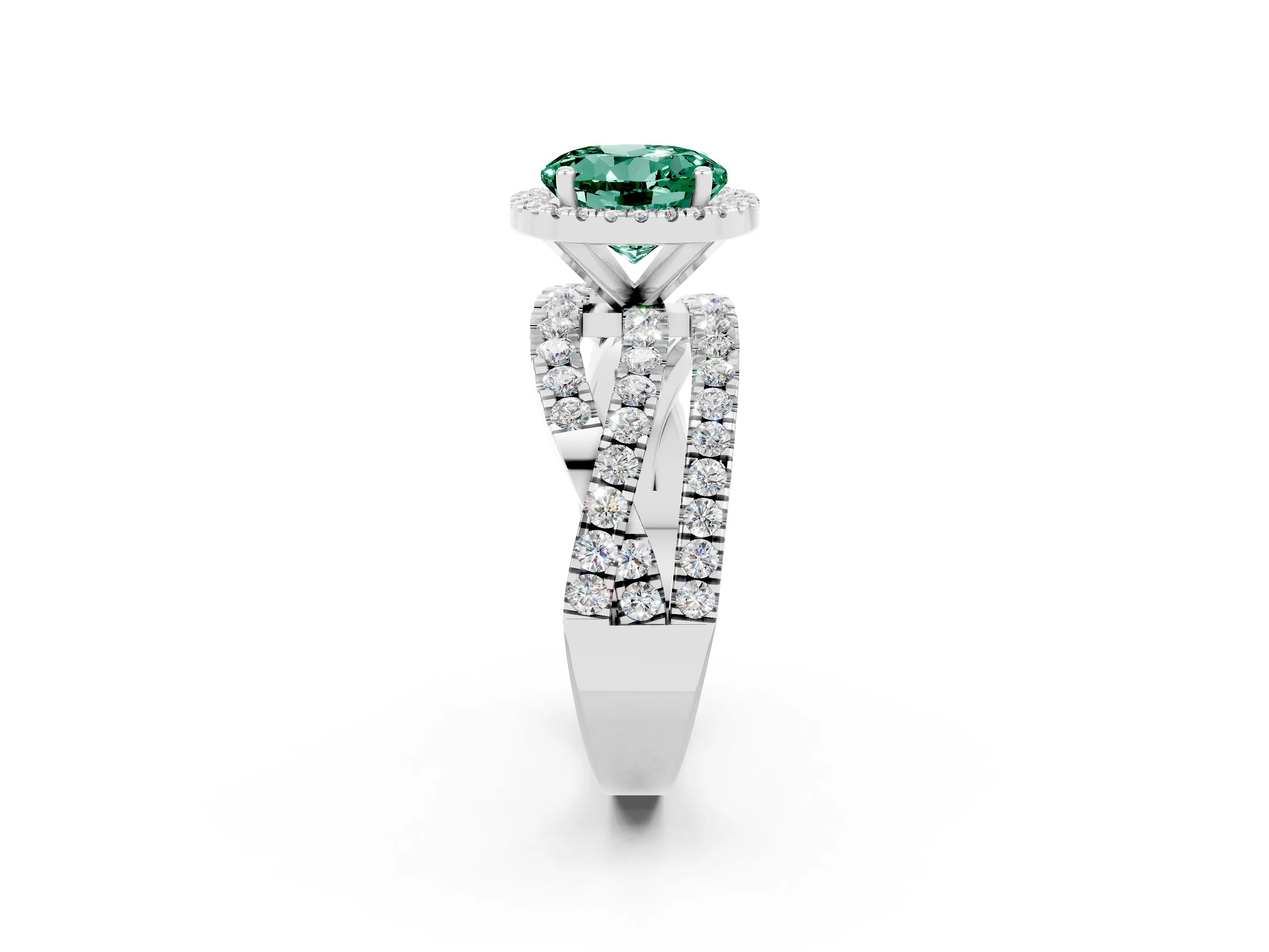 White gold Round Cut Cut Halo Split Shank Prong Setting Ring_14