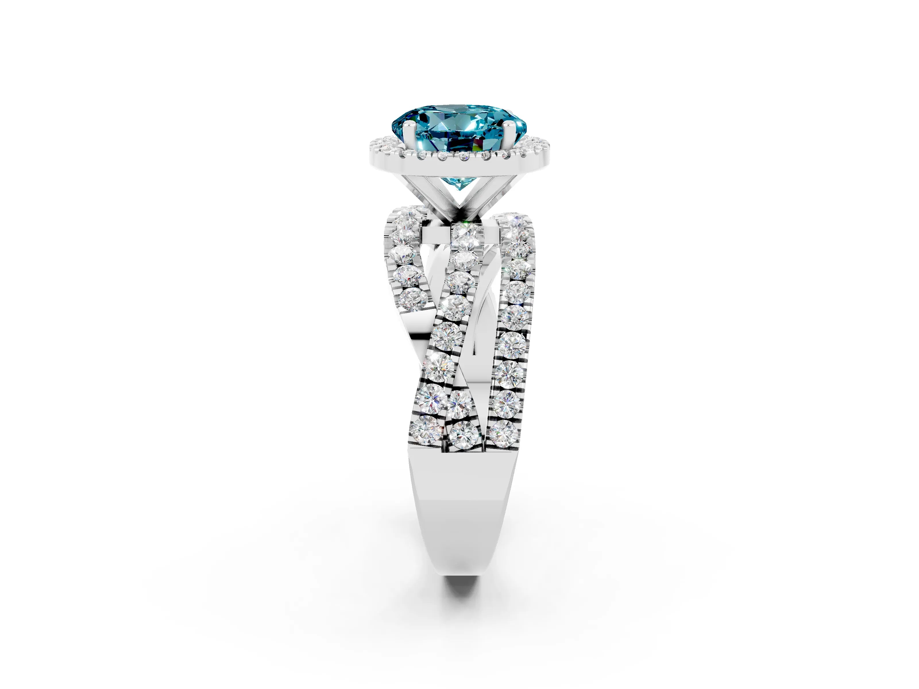 White gold Round Cut Cut Halo Split Shank Prong Setting Ring_14