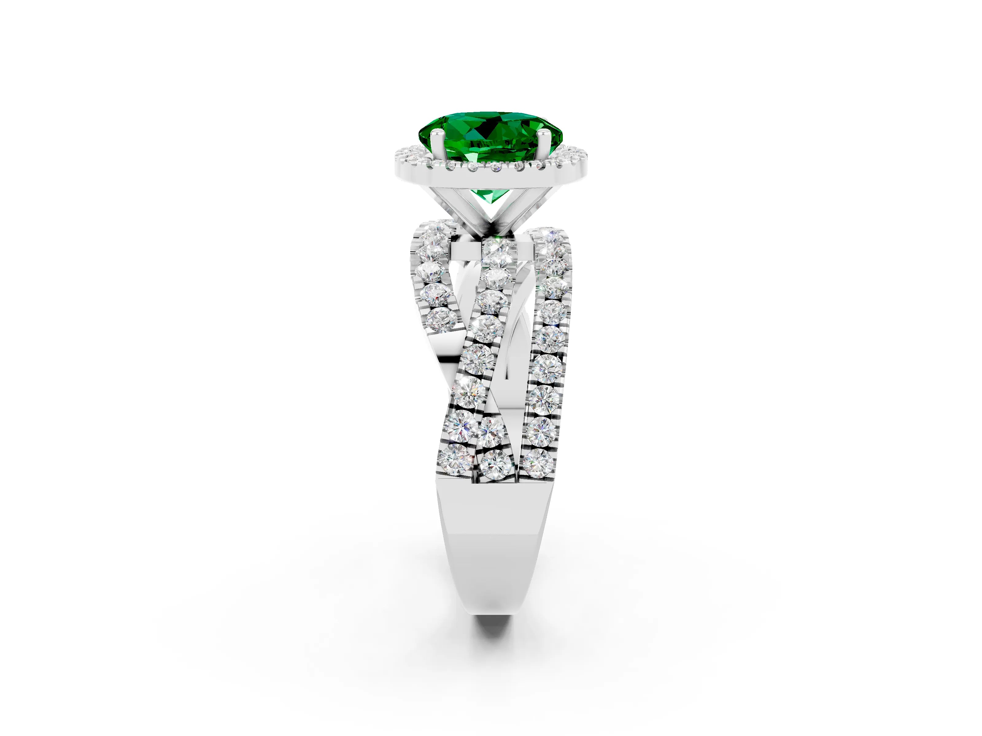 White gold Round Cut Cut Halo Split Shank Prong Setting Ring_14