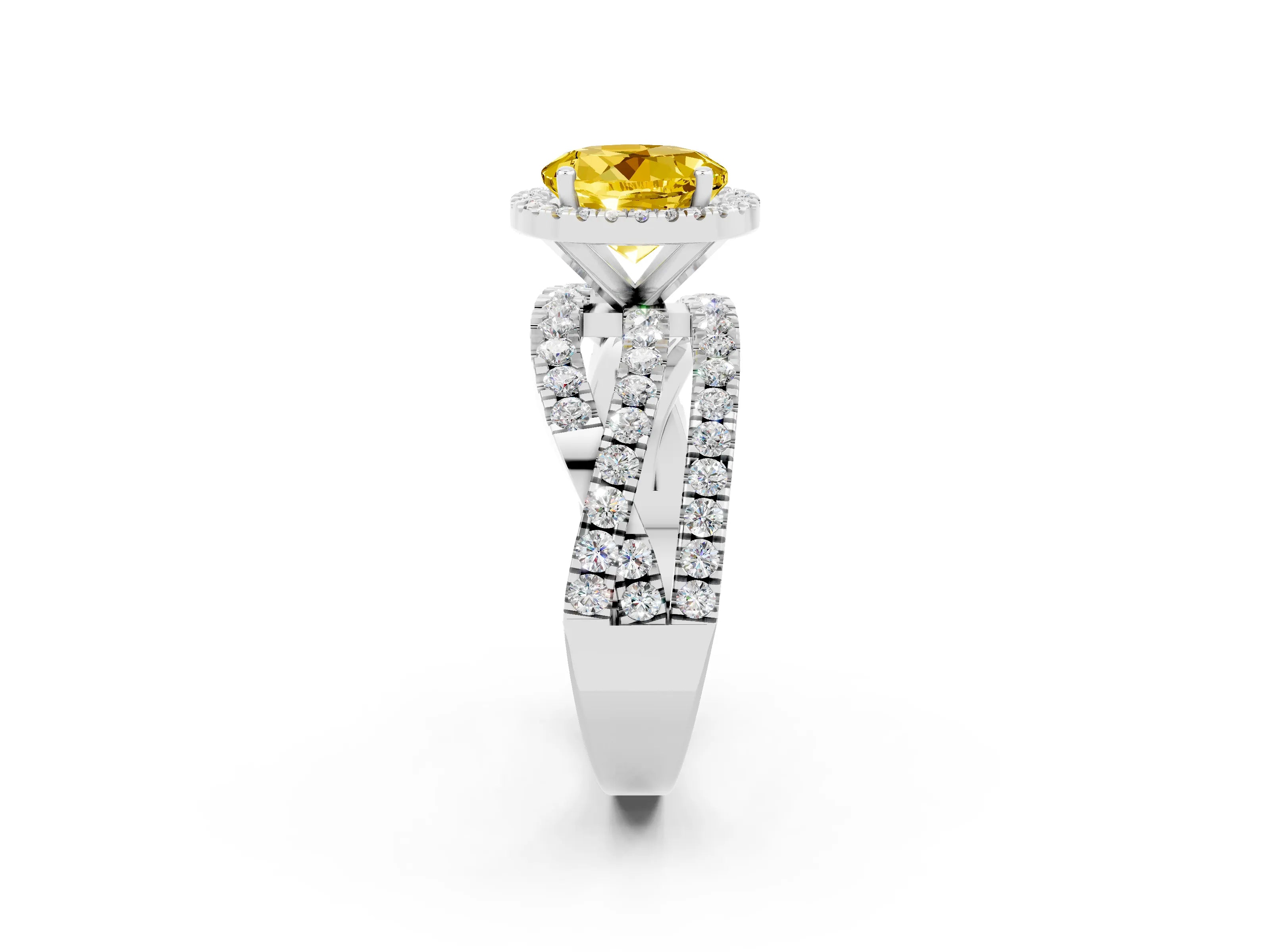 White gold Round Cut Cut Halo Split Shank Prong Setting Ring_14
