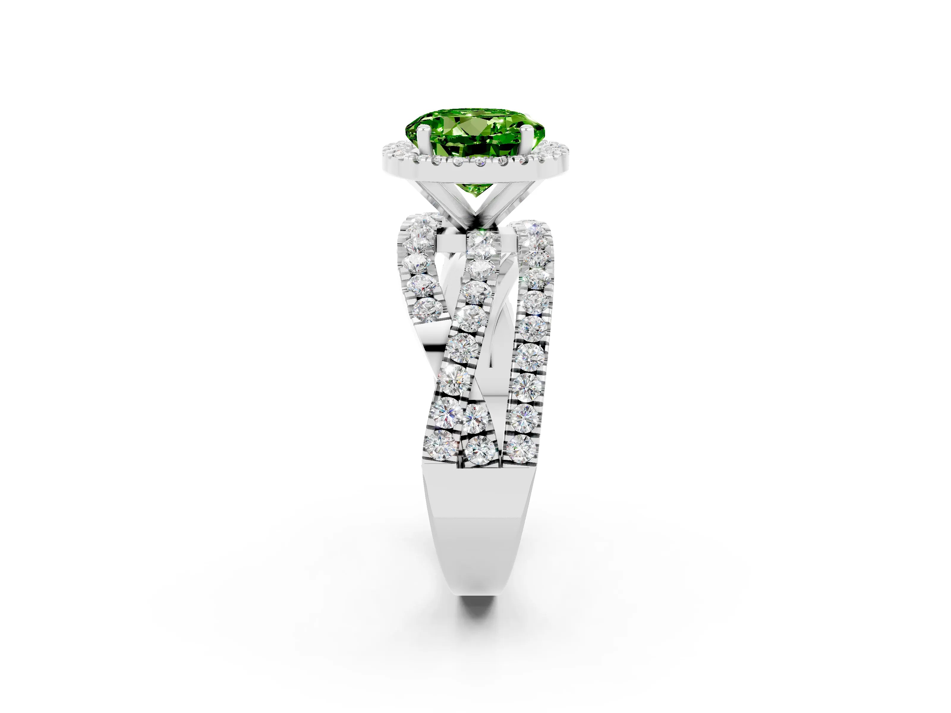 White gold Round Cut Cut Halo Split Shank Prong Setting Ring_14