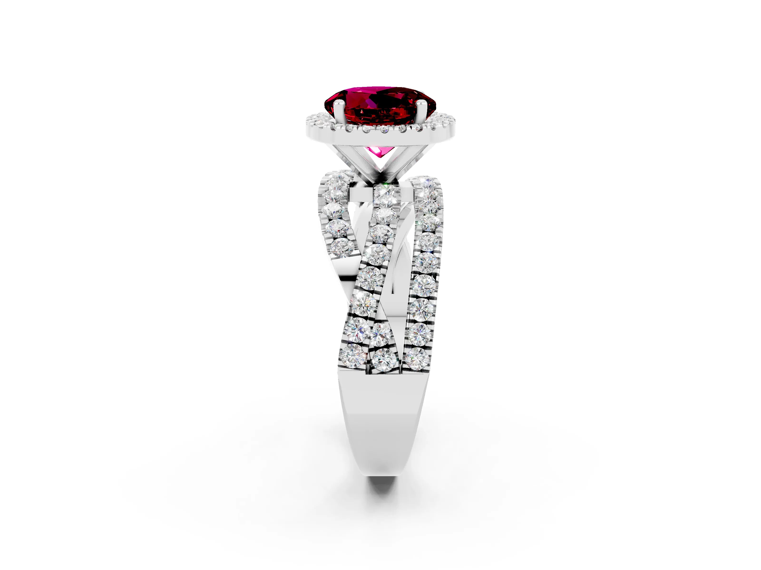 White gold Round Cut Cut Halo Split Shank Prong Setting Ring_14