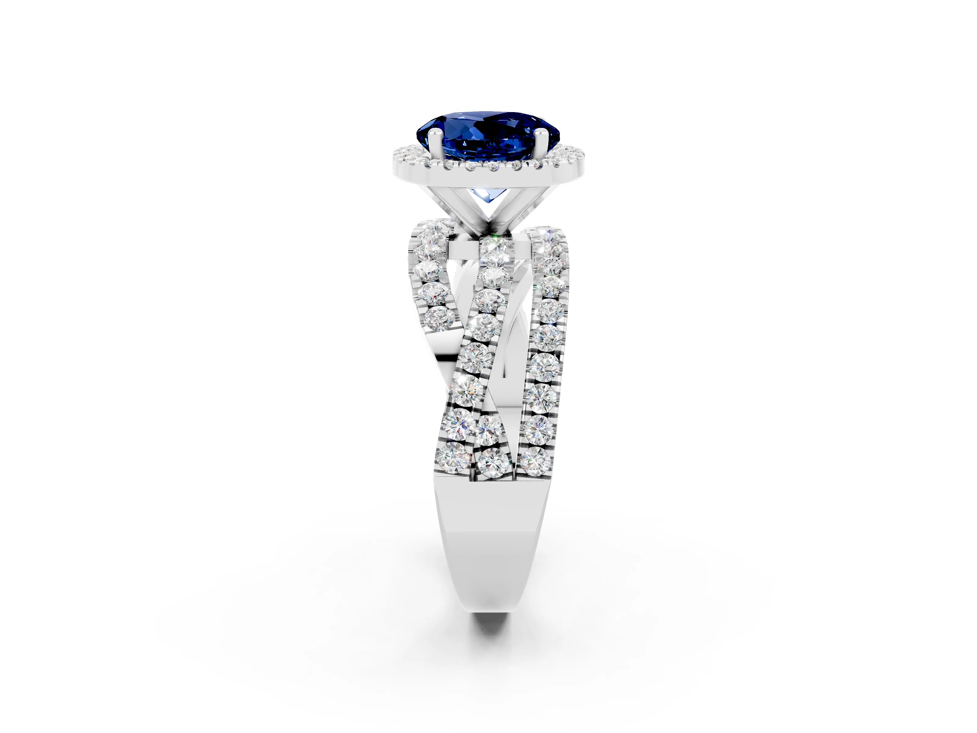 White gold Round Cut Cut Halo Split Shank Prong Setting Ring_14