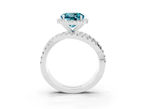 Platinum Round Cut Cut Halo Split Shank Prong Setting Ring
