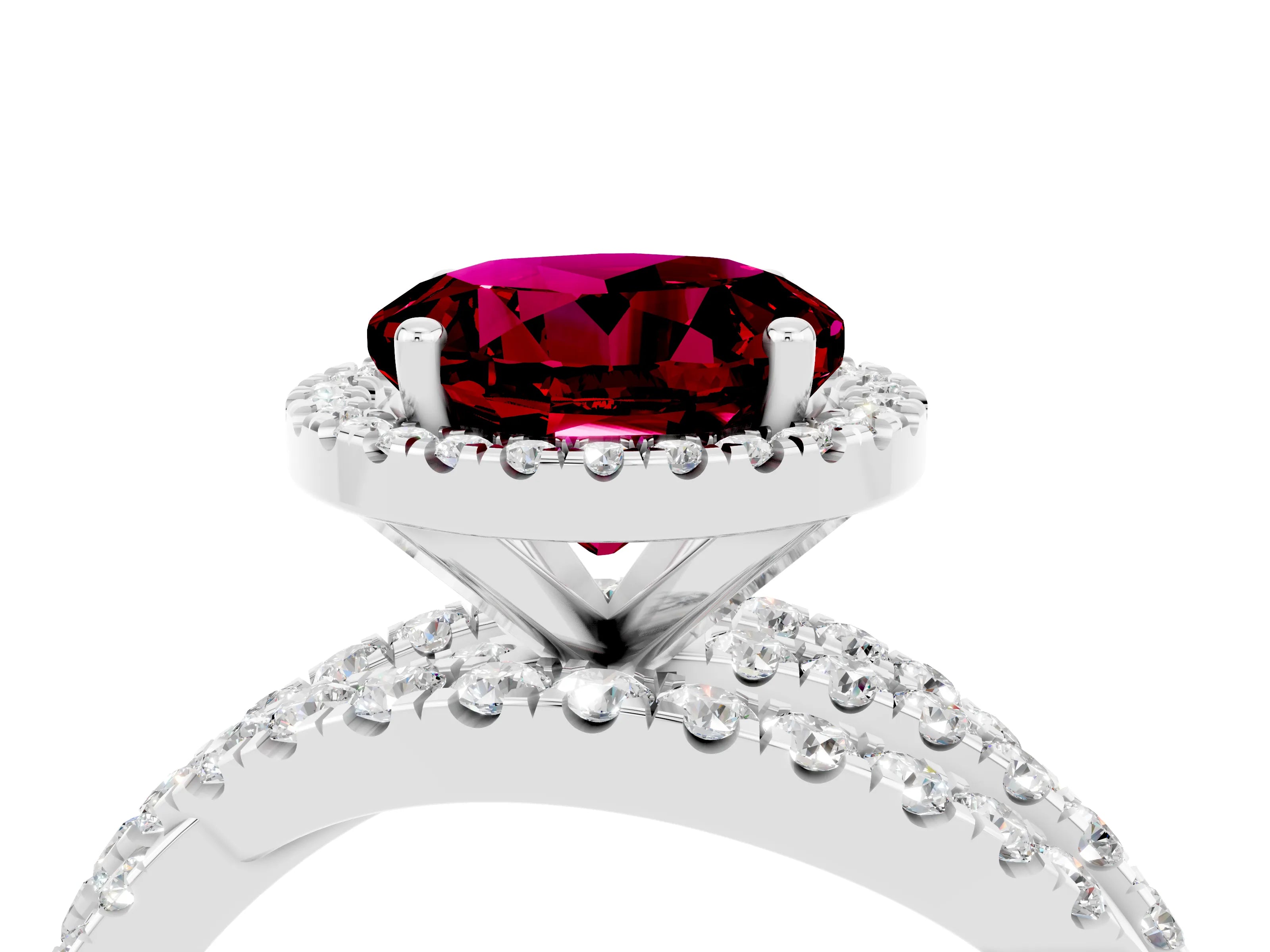 White gold Round Cut Cut Halo Split Shank Prong Setting Ring_16