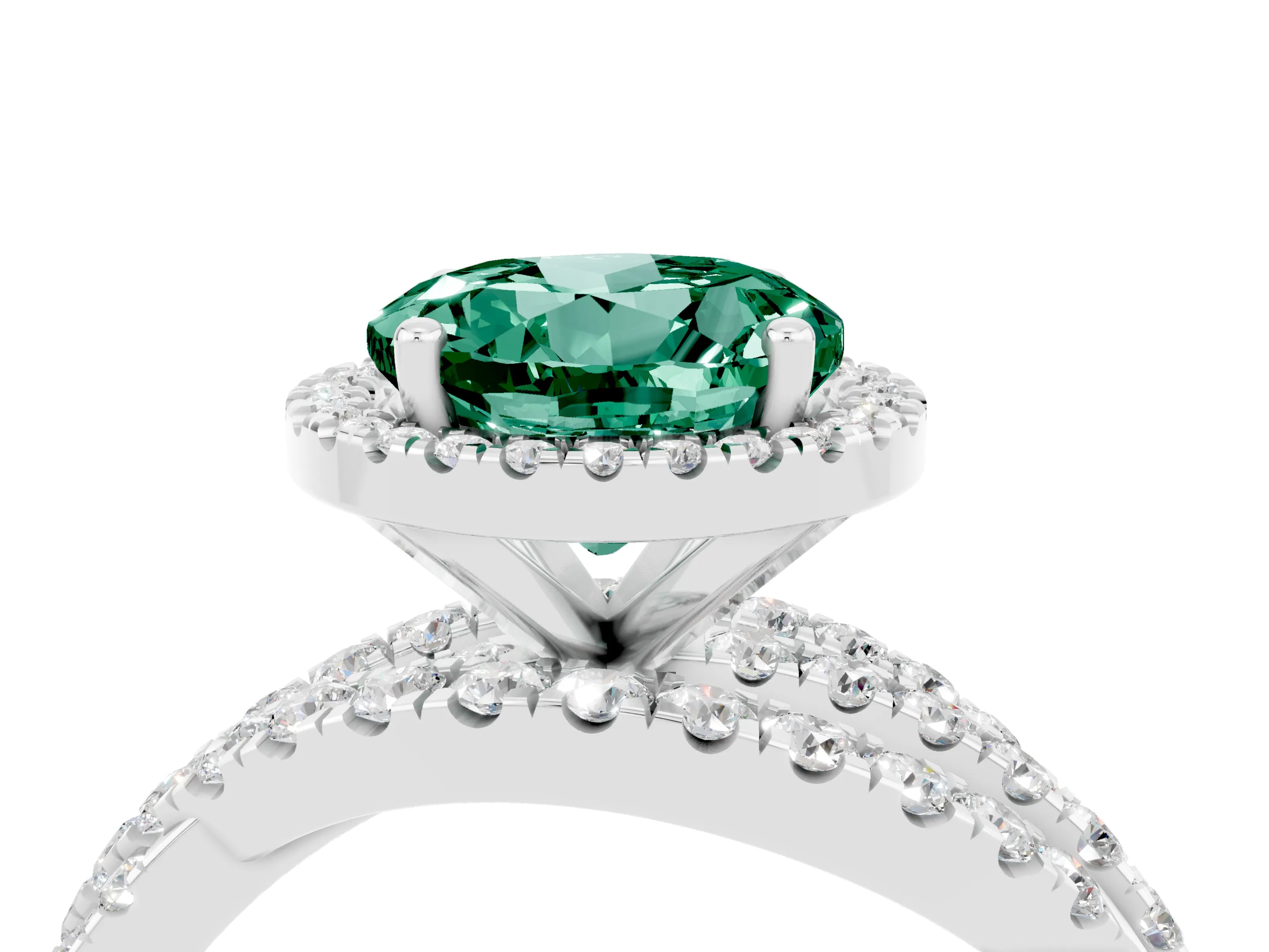 White gold Round Cut Cut Halo Split Shank Prong Setting Ring_16