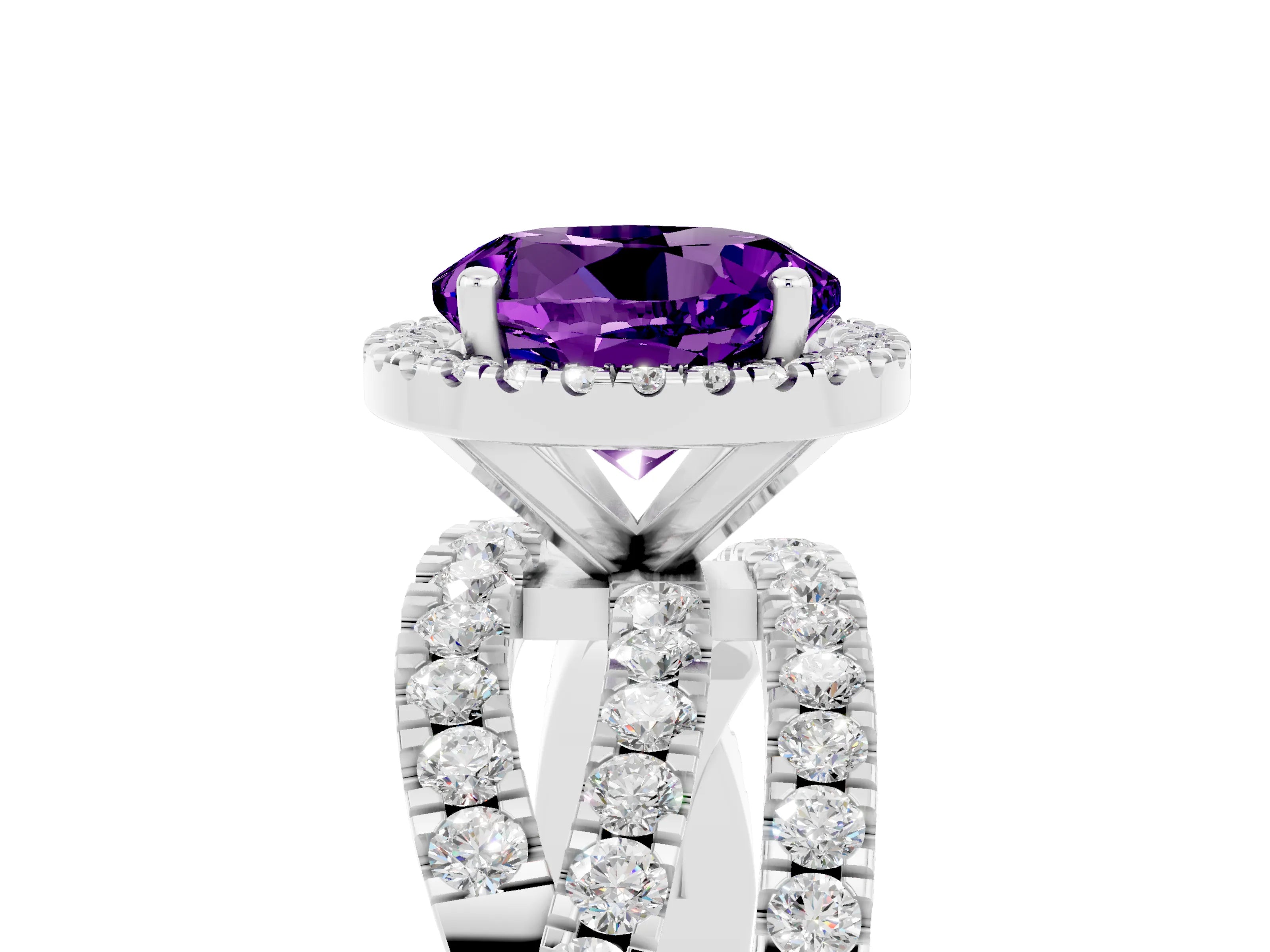 White gold Round Cut Cut Halo Split Shank Prong Setting Ring_17